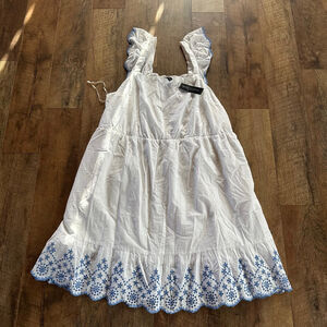 Women's Lane Bryant White & Blue Embroidered Mini Dress Size 26